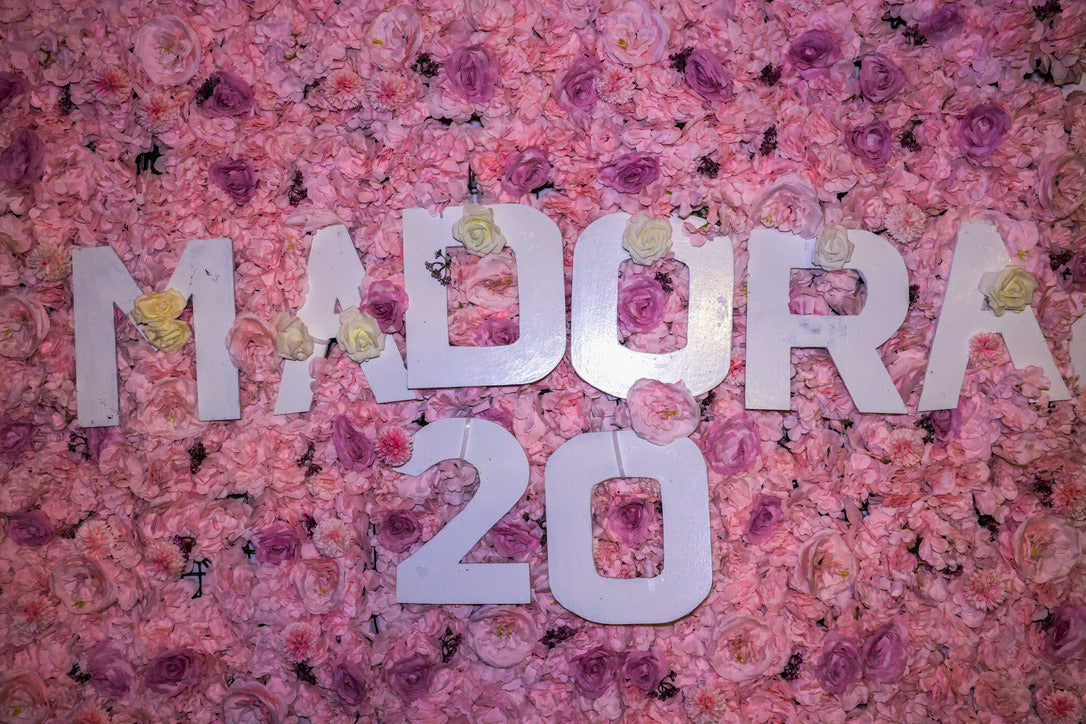 mur de fleur rose